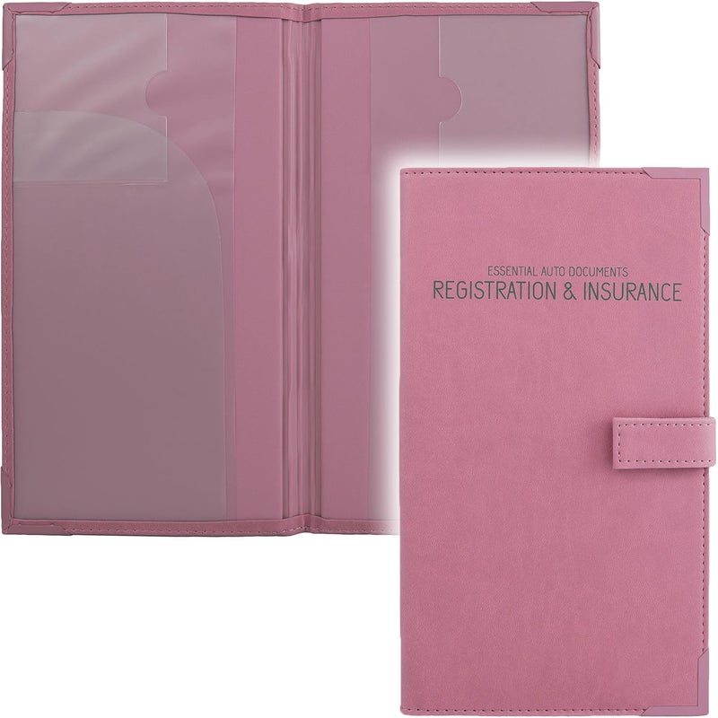 PlusXpres Auto Insurance and Registration Card Holder - Vehicle Glove Box Document Organizer - Car Essential Paperwork Holder for DMV  AAA  Contact Information Cards - Premium PU Leather Wallet Case - Purple - Image 1